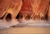 Caves formed by water action.